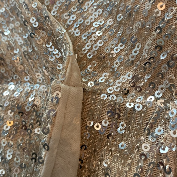 Lulu's Size Large Gold Sequin Faux Wrap Short Sleeve Mini Party Dress New w/tag - Picture 9 of 15